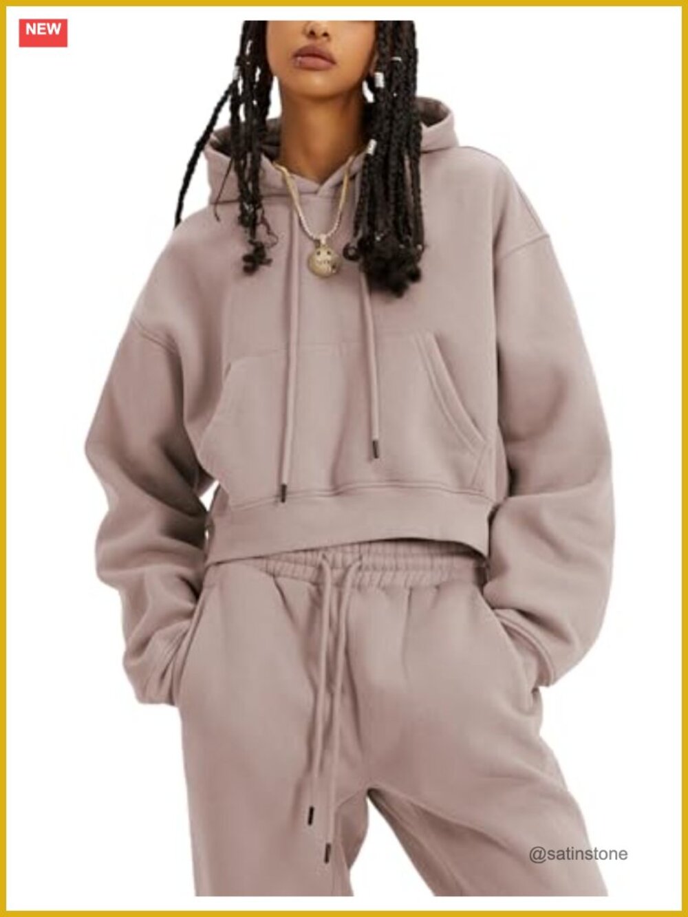 Fleece Lined Hoodie and Jogger Set - Women's 2 Piece Tracksuit
